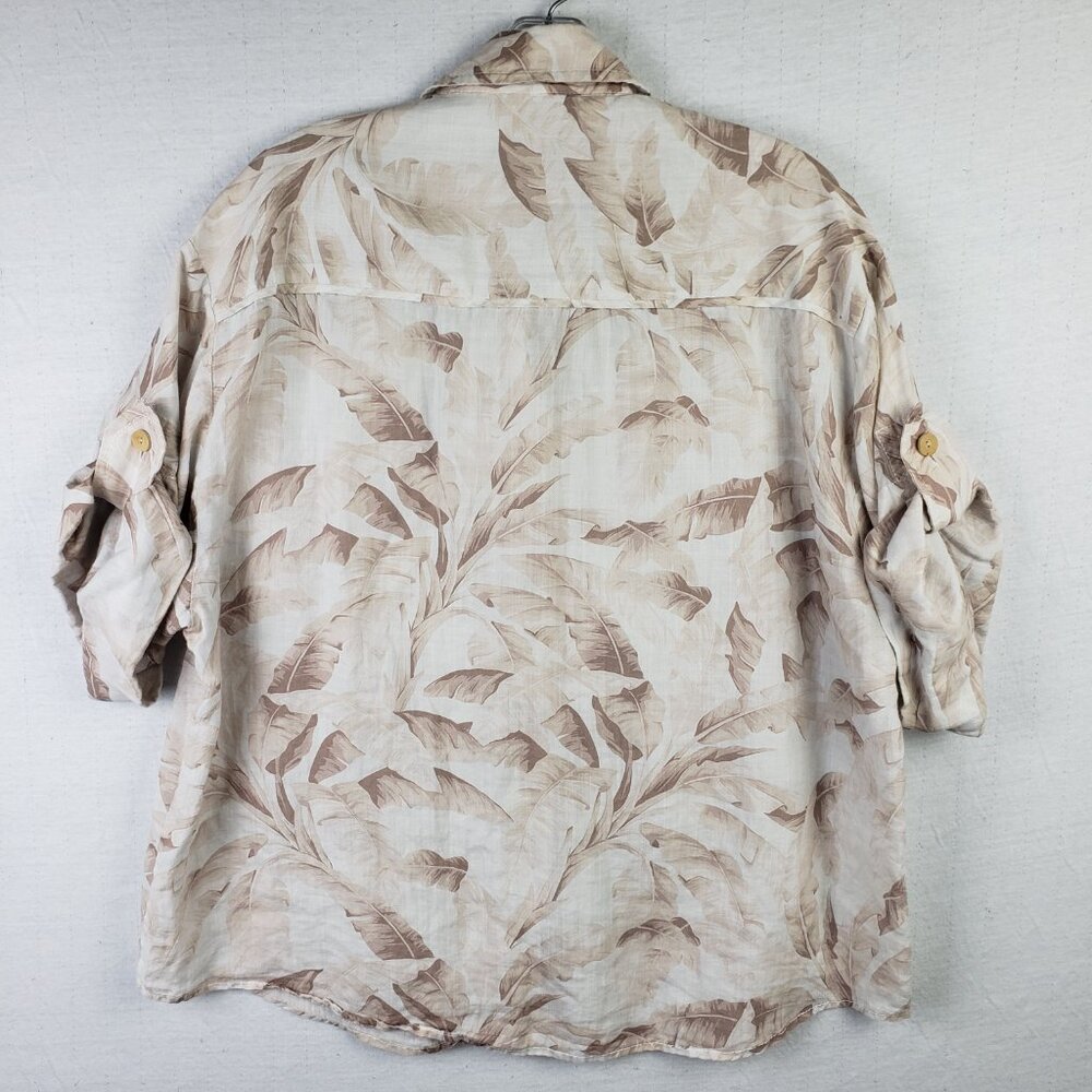 ZIMMERMANN Ramie Shirt Super Eight Leaf-Print size 1 US 6 Tropical Safari Boho - Picture 8 of 15